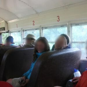 Both crews hanging out on the bus back to basecamp