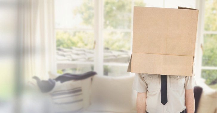 man with box on head
