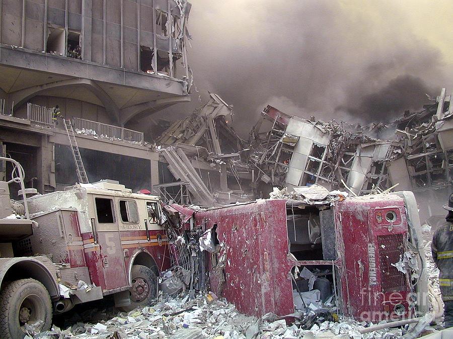 Destroyed NYFD trucks