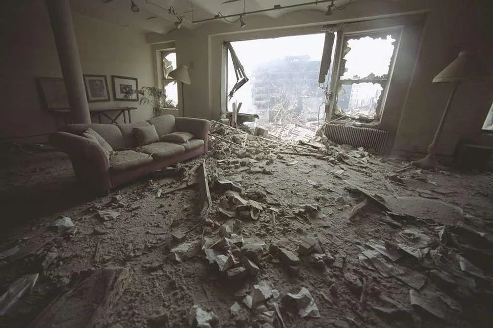 An apartment on Liberty Street was destroyed after an explosion when the plane crashed into the Mall.