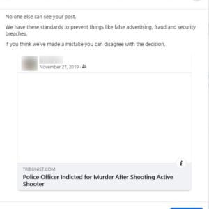 Facebook removed post