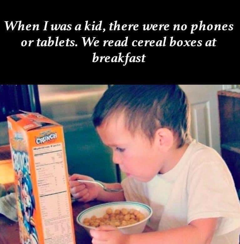 Reading the cereal box