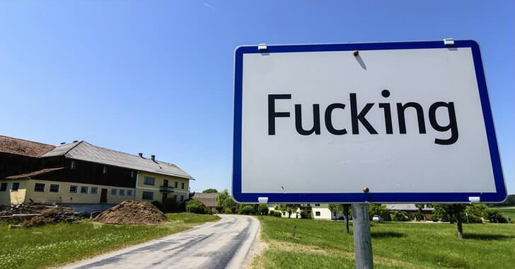 Sign outside of Fucking Austria