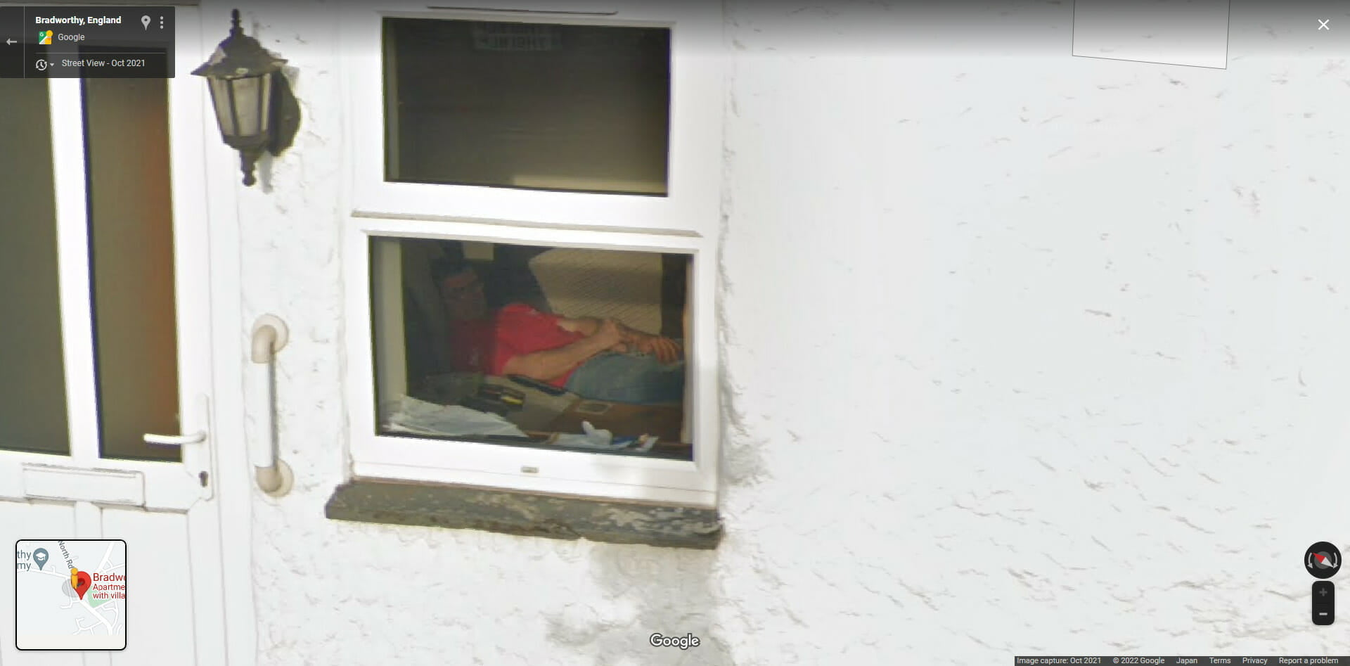 Some dude jerking off, caught on Google in Bradworthy, England