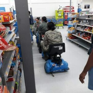 Airmen acting like children in a Walmart