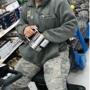 Airmen acting like children in a Walmart