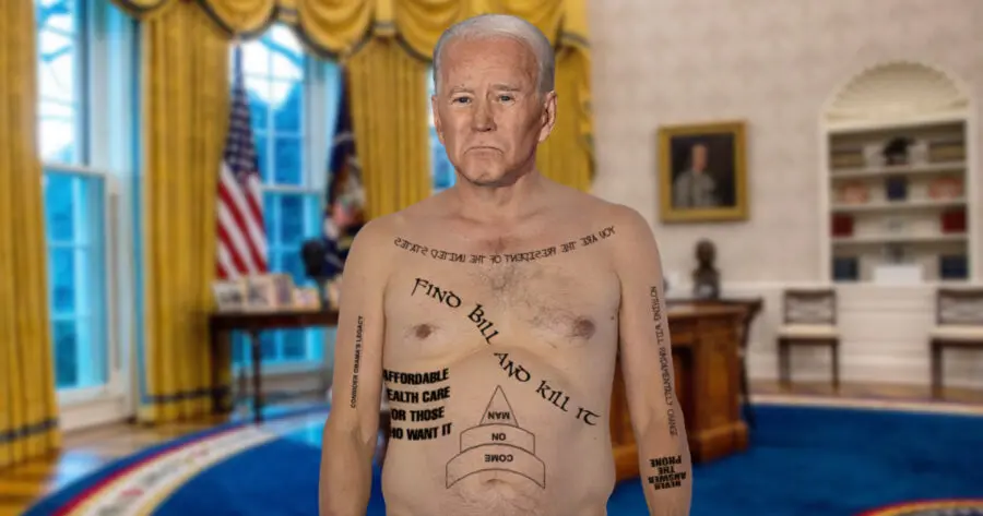 Photoshopped image of Biden with gang tattoos
