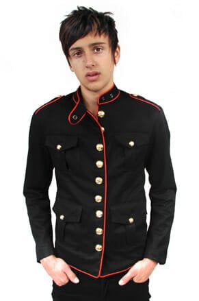 Black Military Red Piping Jacket with Gold Buttons