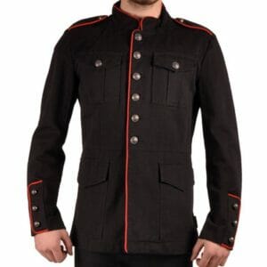 Handmade Military Jacket Black / Red Goth