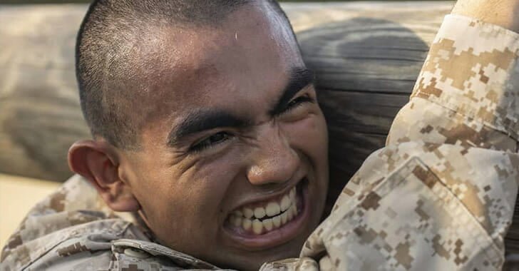USMC Recruit – log drills during boot camp USMC Recruit - log drills during boot camp