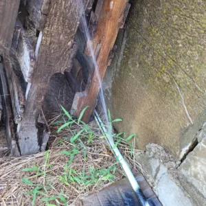 Garden hose with a pin hole leak