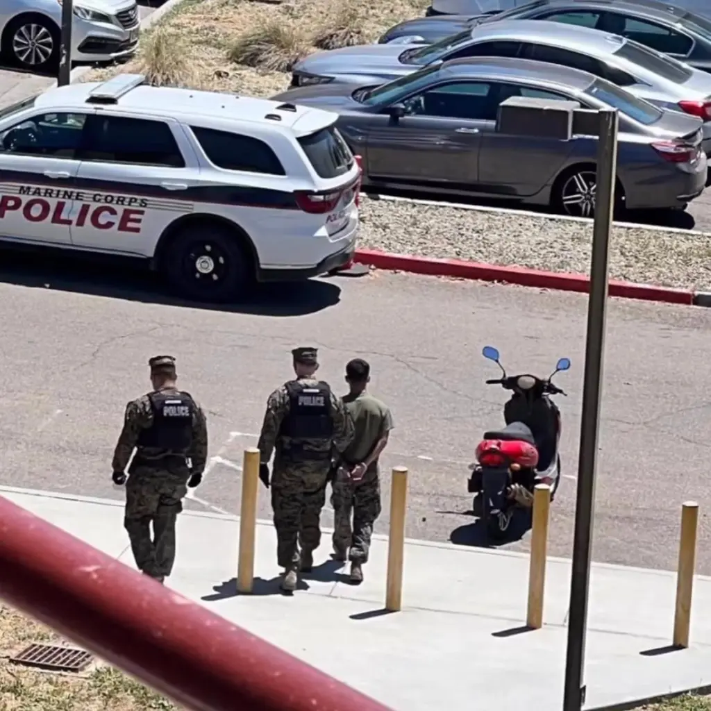 Marine being arrested