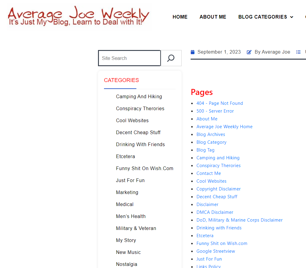 Average Joe Weekly sitemap