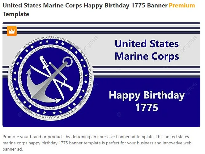 United States Marine Corps Happy Birthday 1775 Banner Template