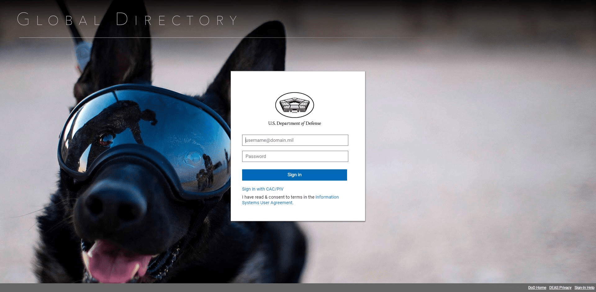 Navy Login Page