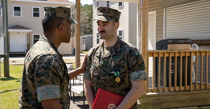 Marine Gunnery Sgt. Benjamin Frazier, an intelligence instructor with Marine Corps Detachment Dam Neck, Virginia, was awarded the Navy and Marine Corps Commendation Medal for saving the life of a fellow Marine at Naval Air Station Dam Neck, Virginia, on March 21, 2024. (Sgt. Hannah Adams/U.S. Marine Corps