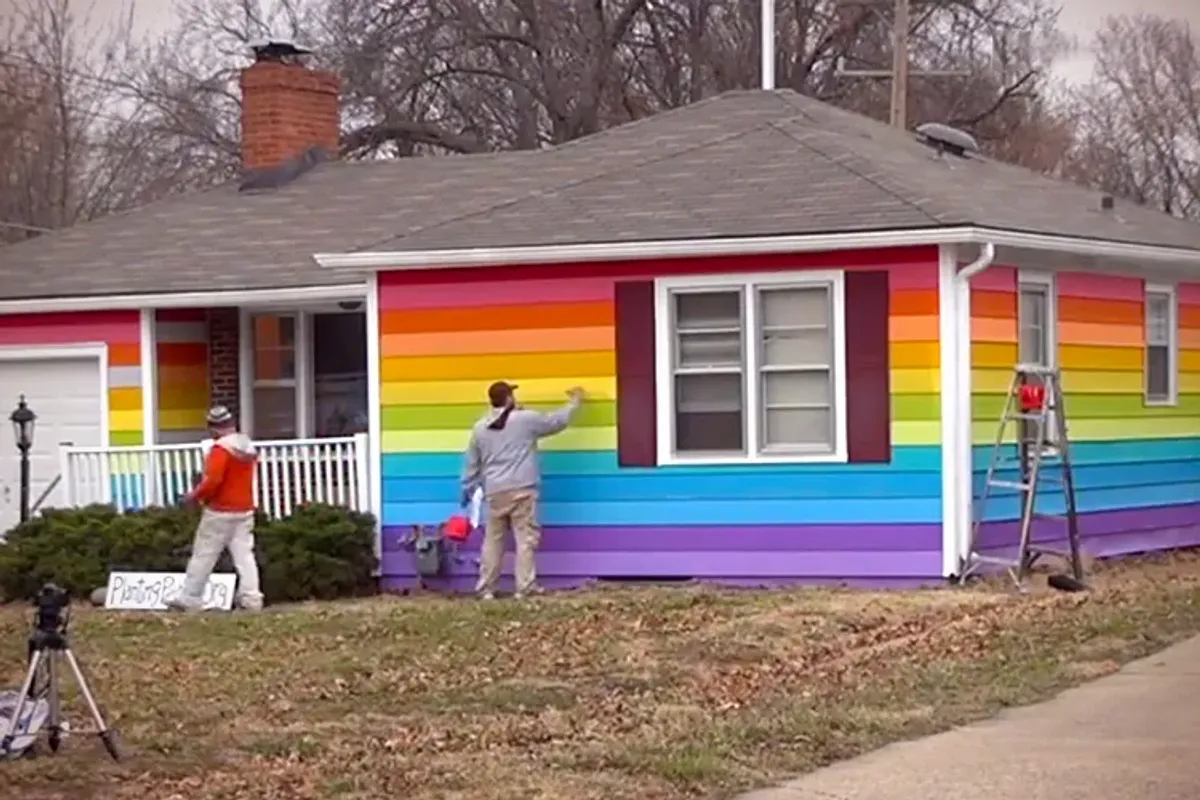 Rainbow painted house