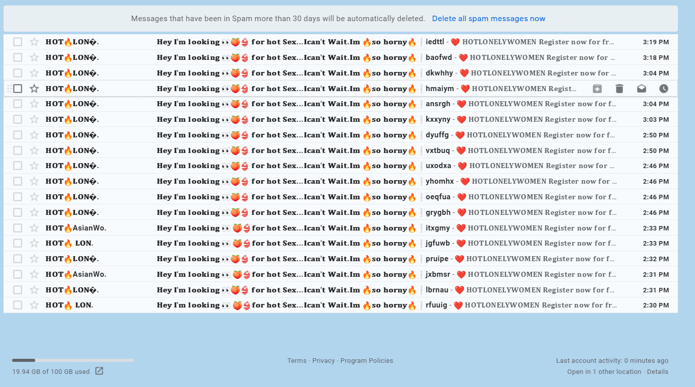 Do you see a trend - Tons of Adult SPAM emails