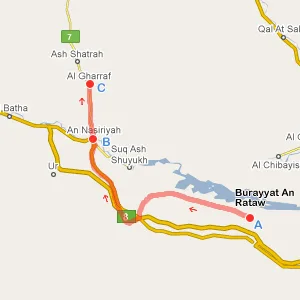 Map showing in red the path that the Marines took in episode 2